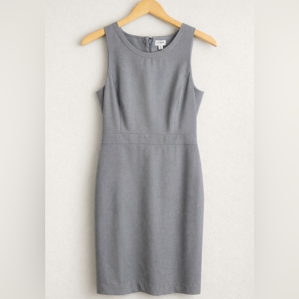 J.Crew Gray Sheath Dress Size 4 Career Minimalist Office Capsule Lined Workwear